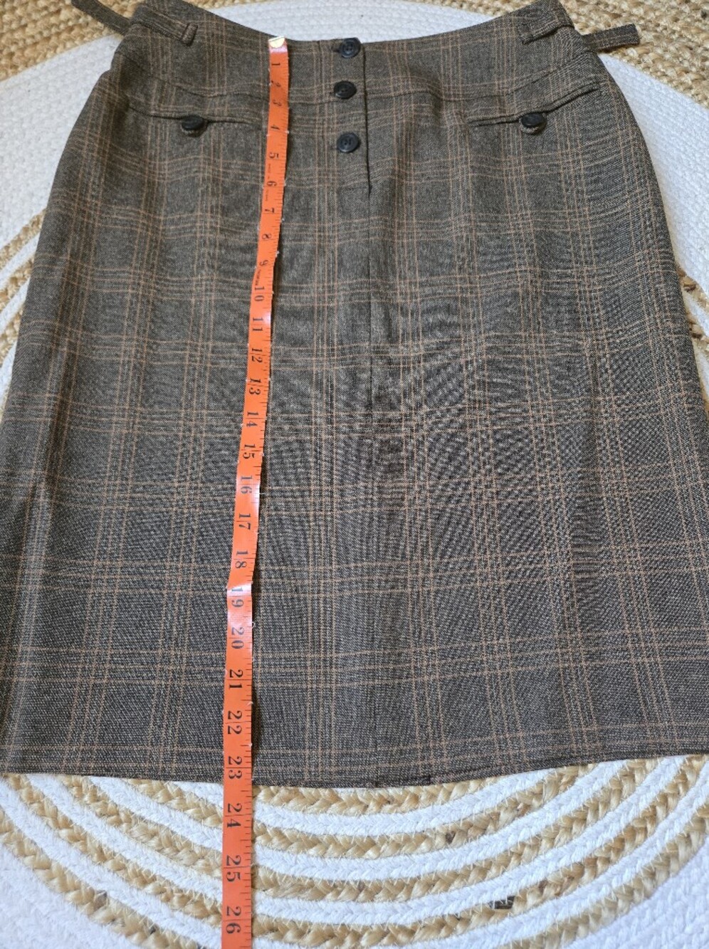 Tristan & Iseut Vintage Brown Plaid Pencil Skirt Dark Academia Preppy Classic 8 - Picture 12 of 15